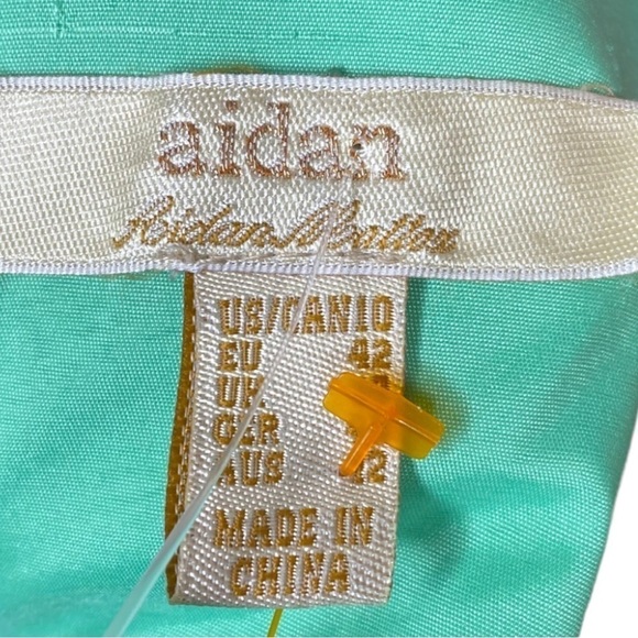 Aidan Mattox Dress Striped Skirt attached Green Crop Top with Zipper Backbone 10 - Picture 5 of 7